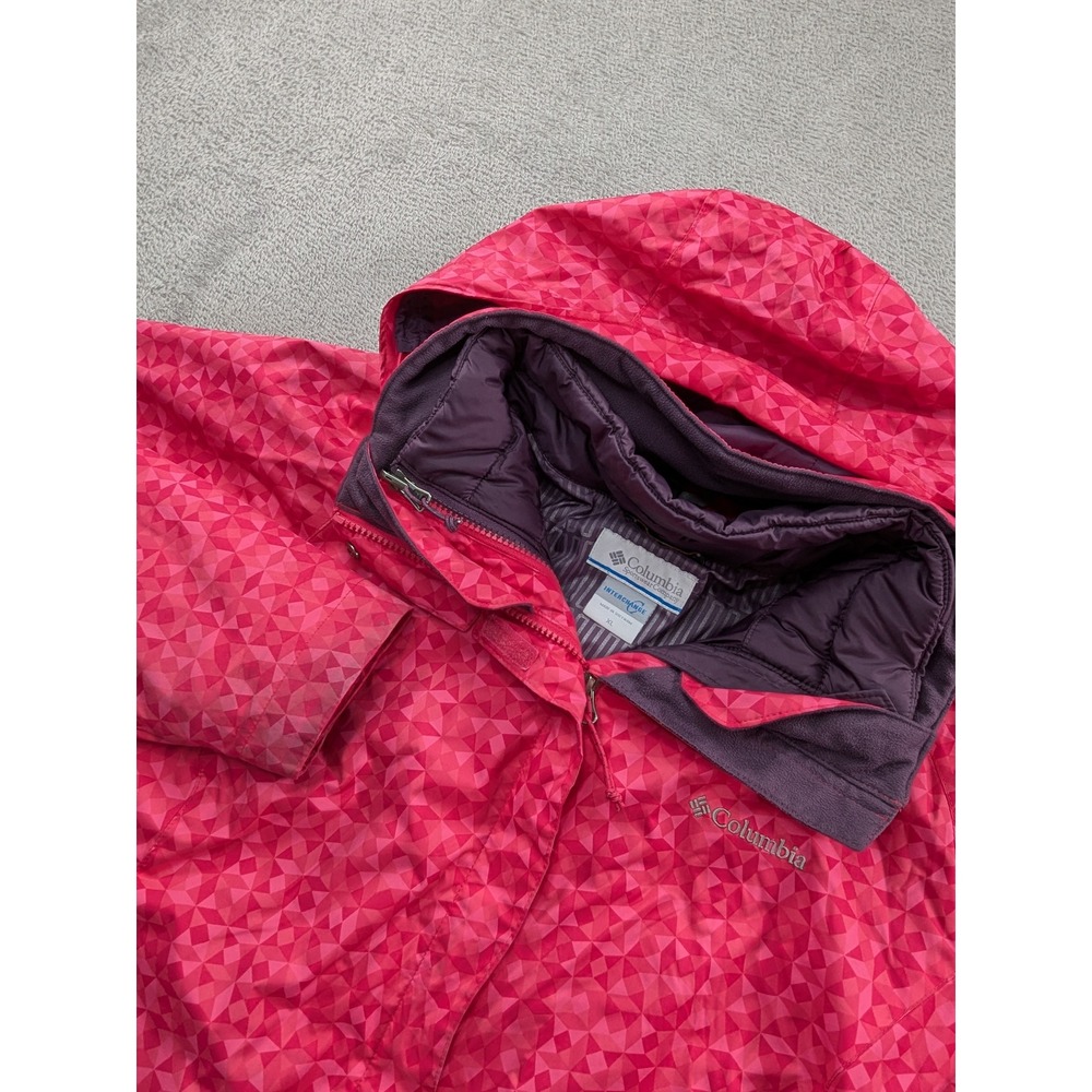 Columbia Interchange 3-in-1 Jacket Womens XL Pink Geometric Thermal Coil Puffer